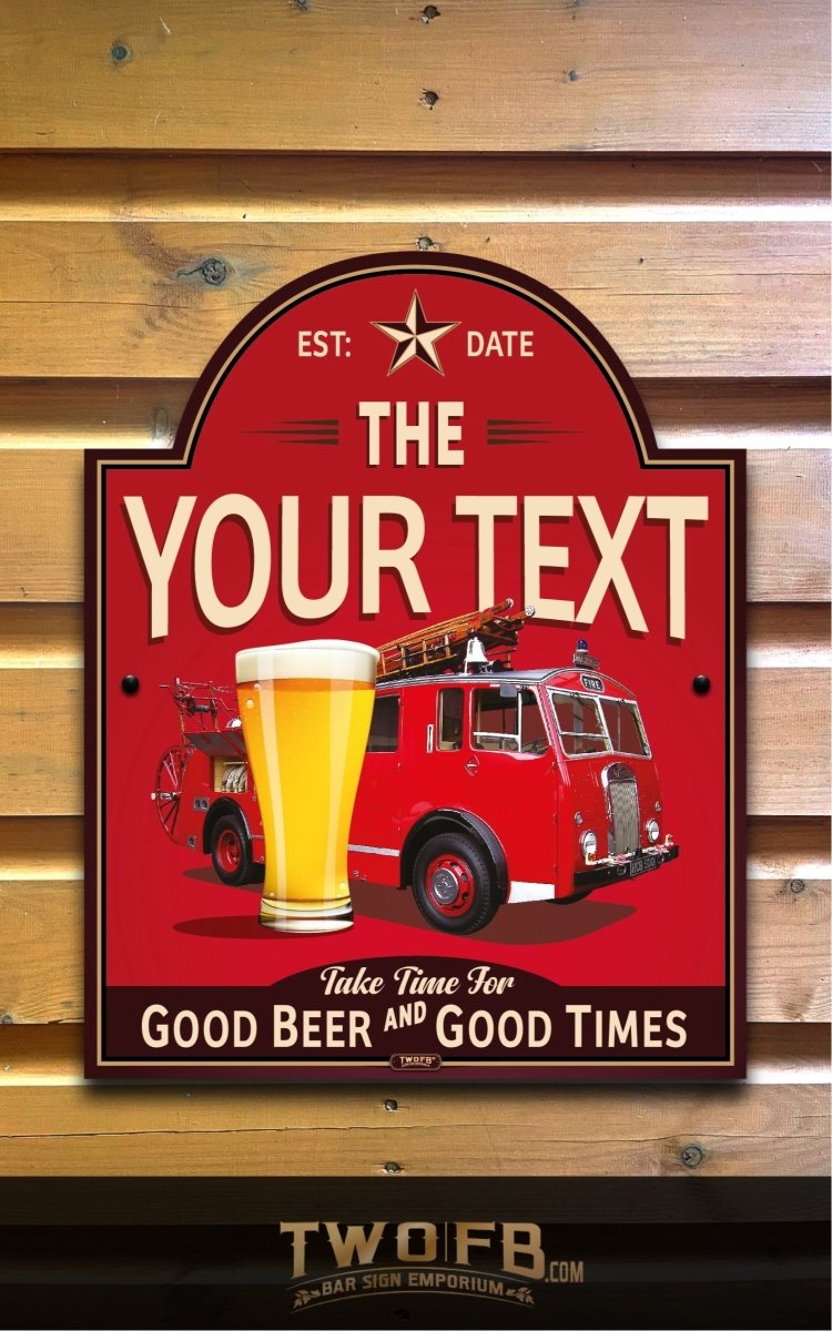 Fire Engine | Personalised Bar Sign | Pub Signs