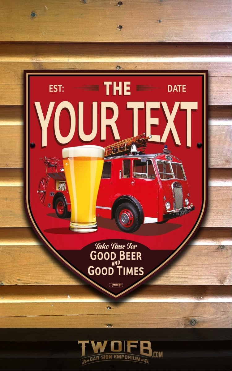 Fire Engine | Personalised Bar Sign | Bar Signs – Two Fat Blokes Ltd