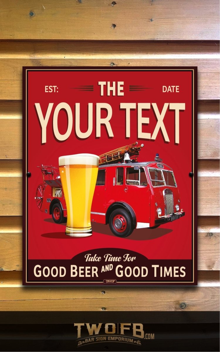 Fire Engine | Personalised Bar Sign | Bar Signs – Two Fat Blokes Ltd