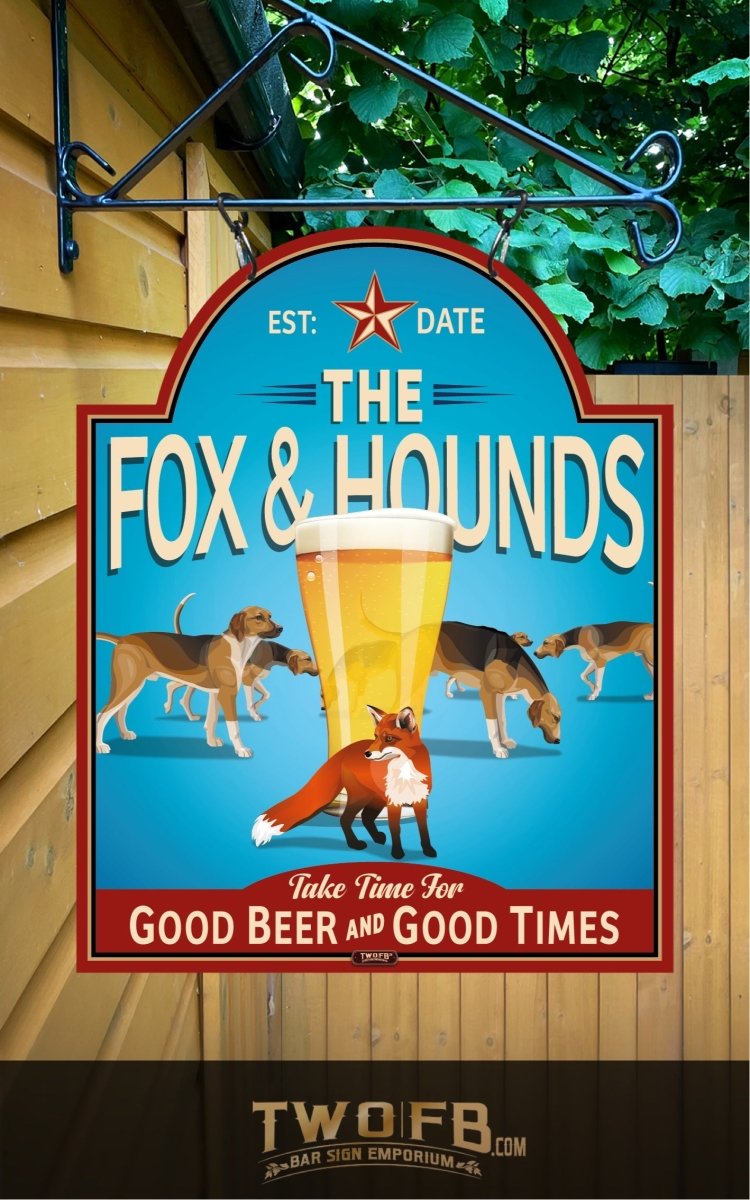 Fox & Hounds | Personalised Bar Sign | Pub Signs - Bar Signs – Two Fat ...
