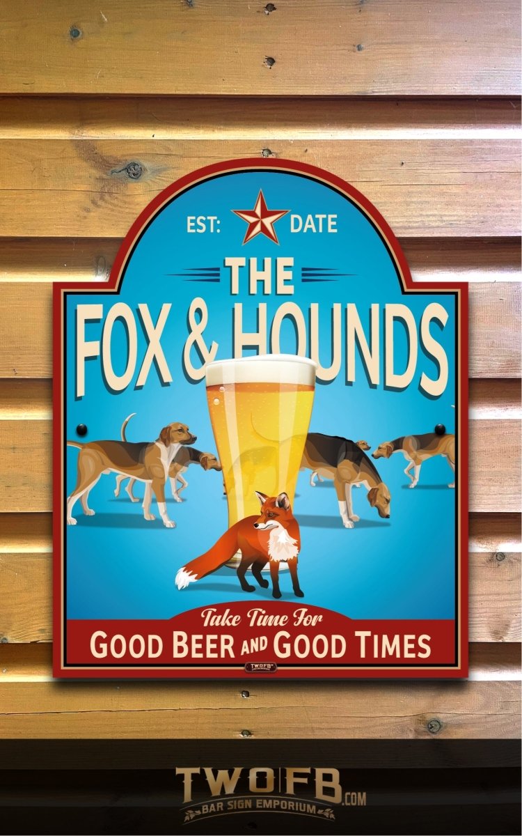 Fox & Hounds | Vintage Bar Sign | Pub Signs | funny bar sign | Hanging Signs | Bar Sign