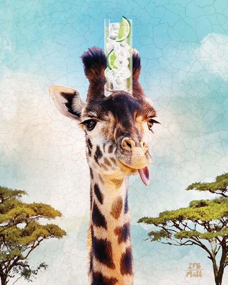 Gin Giraffe artwork on Canvas Custom Signs from Twofb.com signs for bars