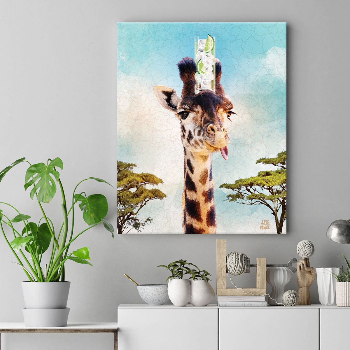 Gin Giraffe artwork on Canvas Custom Signs from Twofb.com signs for bars