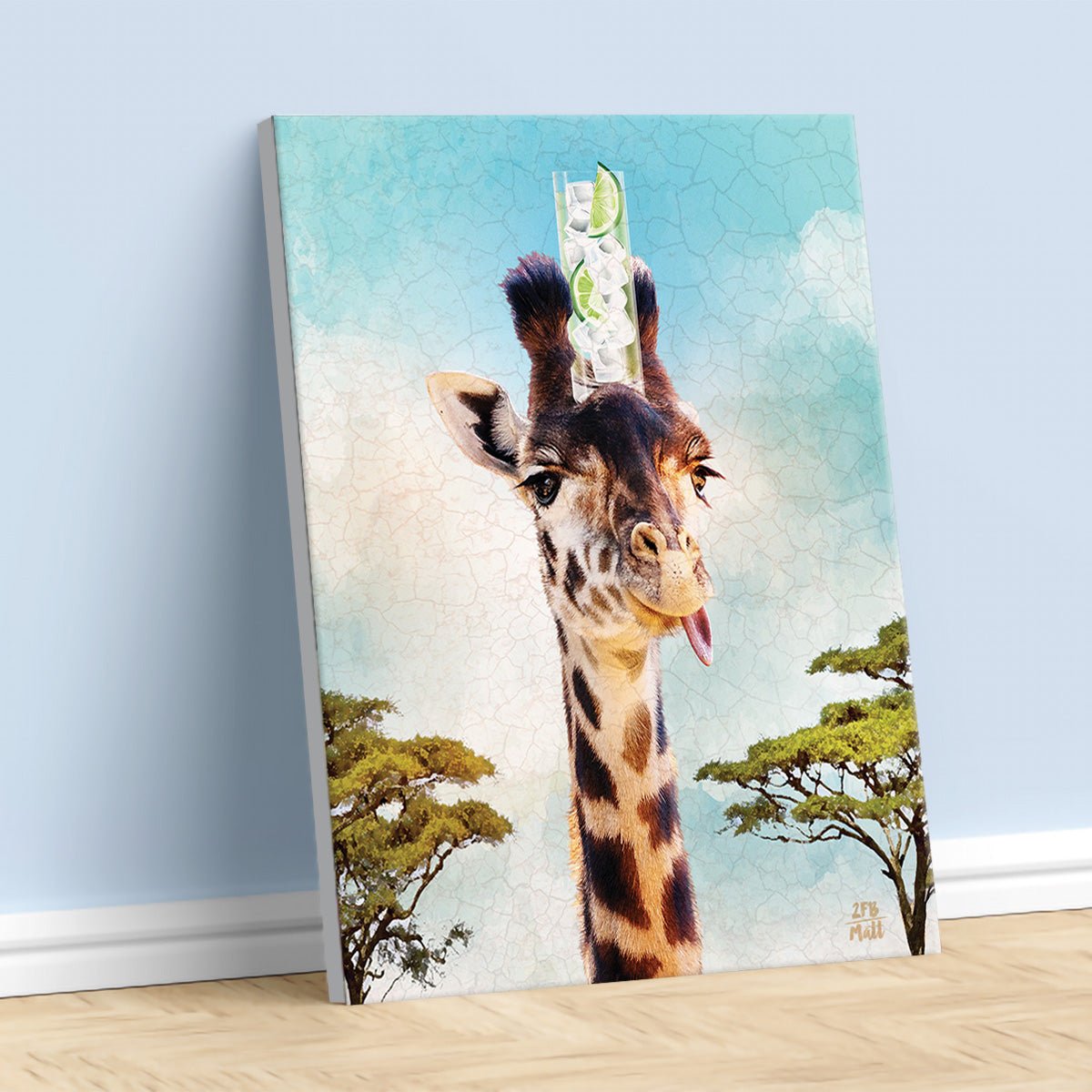 Gin Giraffe artwork on Canvas Custom Signs from Twofb.com signs for bars