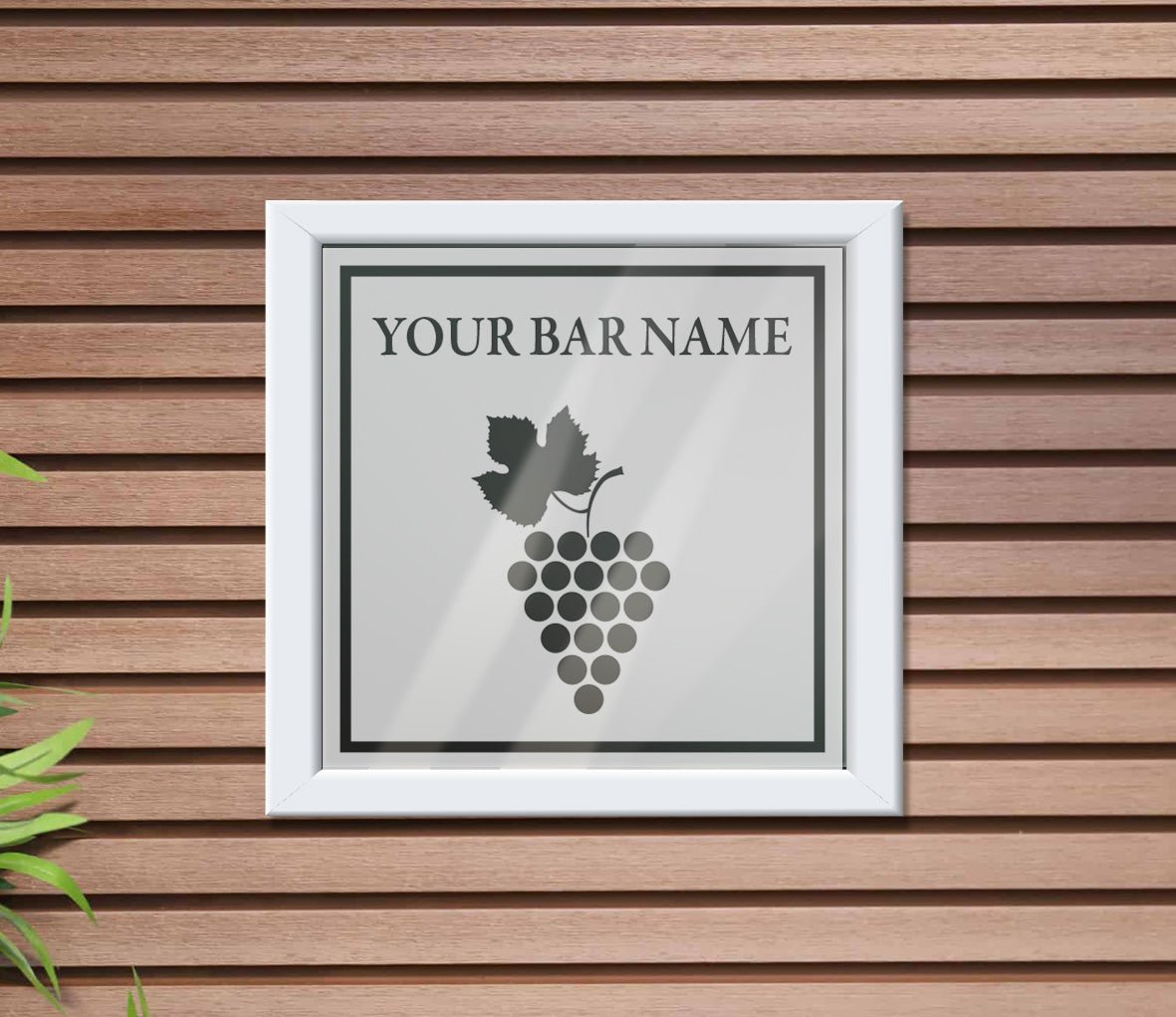 Grapes logo - Frosted window graphics. Bar & Cafe style window Decals
