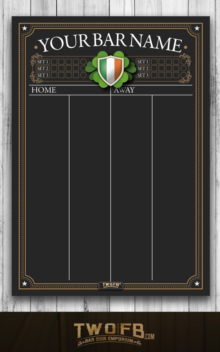 Irish Darts Chalkboard | Darts Tournament Scoreboard | Chalkboard