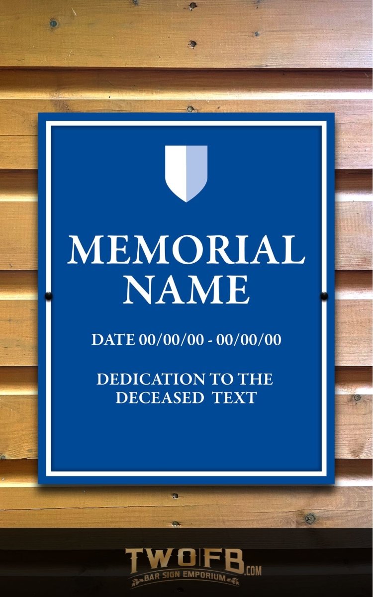 Memorial plaque Personalised Bar Sign Custom Signs from Twofb.com replica pub signs