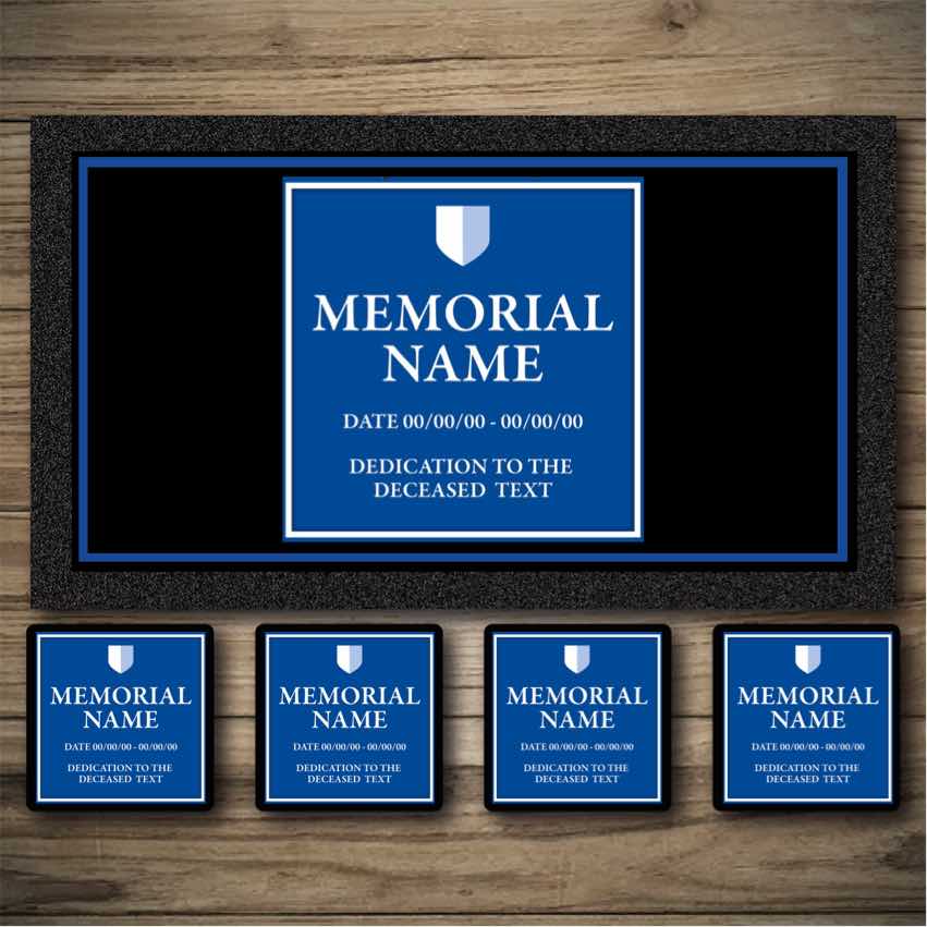 Blue Meorial Plaque bar runners, beer mats, bar coasters