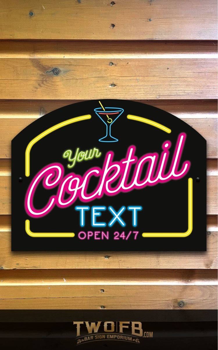 Neon Cocktail Bar Personalised Bar Sign Custom Signs from Twofb.com Custom Pub Signs