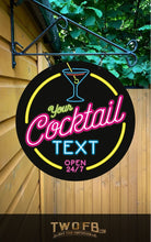 Load image into Gallery viewer, Neon Cocktail Bar Personalised Bar Sign Custom Signs from Twofb.com Bar Signs Custom
