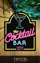 Load image into Gallery viewer, Neon Cocktail Bar Personalised Bar Sign Custom Signs from Twofb.com Hanging Pub Signs
