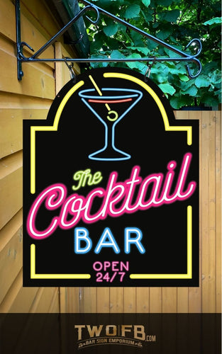 Neon Cocktail Bar Personalised Bar Sign Custom Signs from Twofb.com Hanging Pub Signs