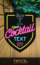 Load image into Gallery viewer, Neon Cocktail Bar Personalised Bar Sign Custom Signs from Twofb.com Gin Signs for bar
