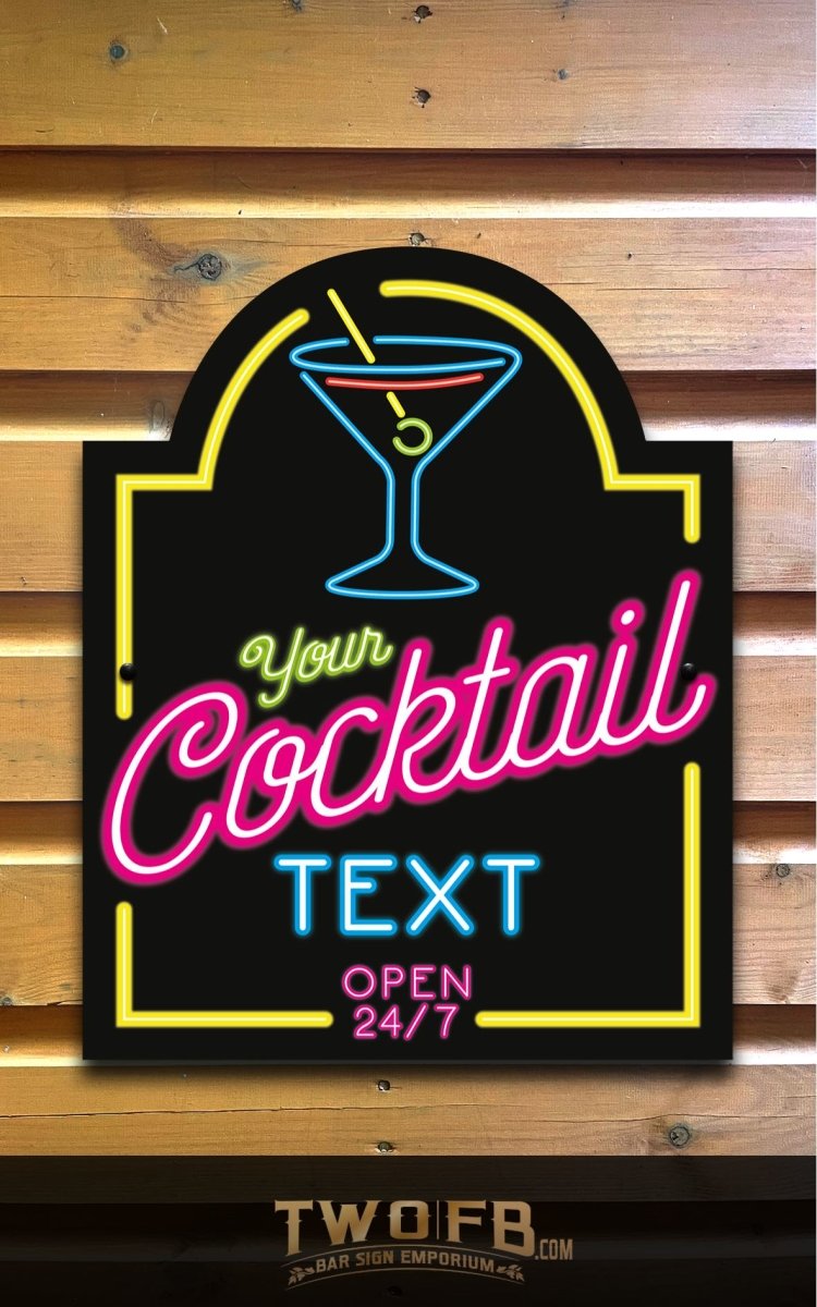 Neon Cocktail Bar Personalised Bar Sign Custom Signs from Twofb.com Cocktail bar sign