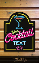 Load image into Gallery viewer, Neon Cocktail Bar Personalised Bar Sign Custom Signs from Twofb.com Cocktail bar sign
