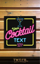 Load image into Gallery viewer, Neon Cocktail Bar Personalised Bar Sign Custom Signs from Twofb.com Home bar signs UK

