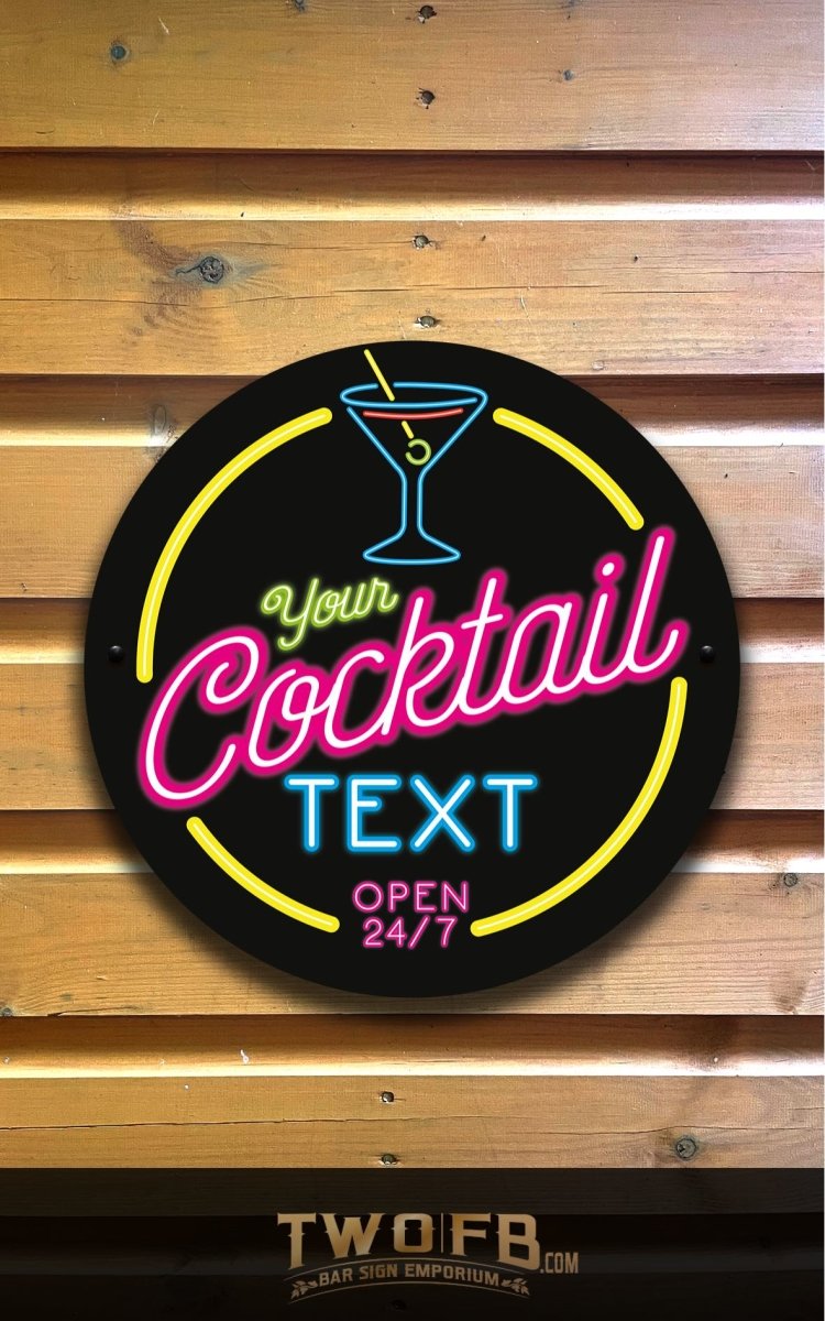 Neon Cocktail Bar Personalised Bar Sign Custom Signs from Twofb.com Gin Bar sign