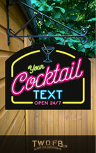 Load image into Gallery viewer, Neon Cocktail Bar Personalised Bar Sign Custom Signs from Twofb.com Gin Bar Pub Sign
