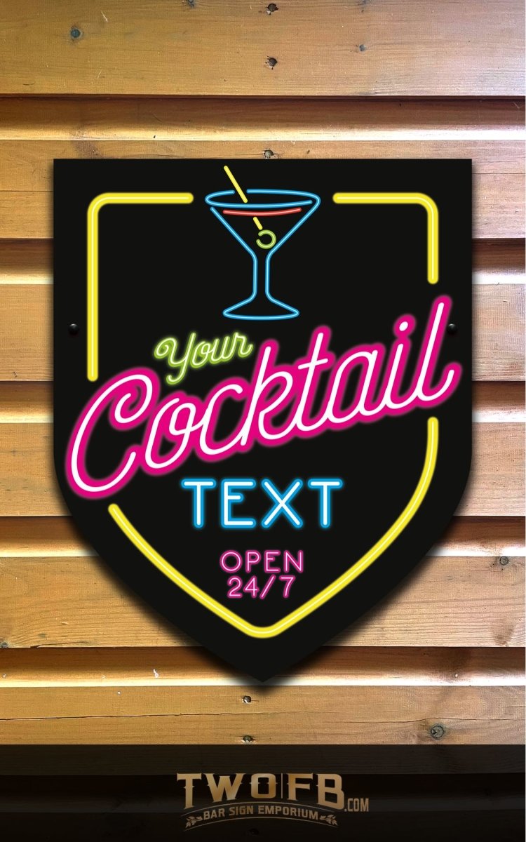 Neon Cocktail Bar Personalised Bar Sign Custom Signs from Twofb.com Pub signs made to order