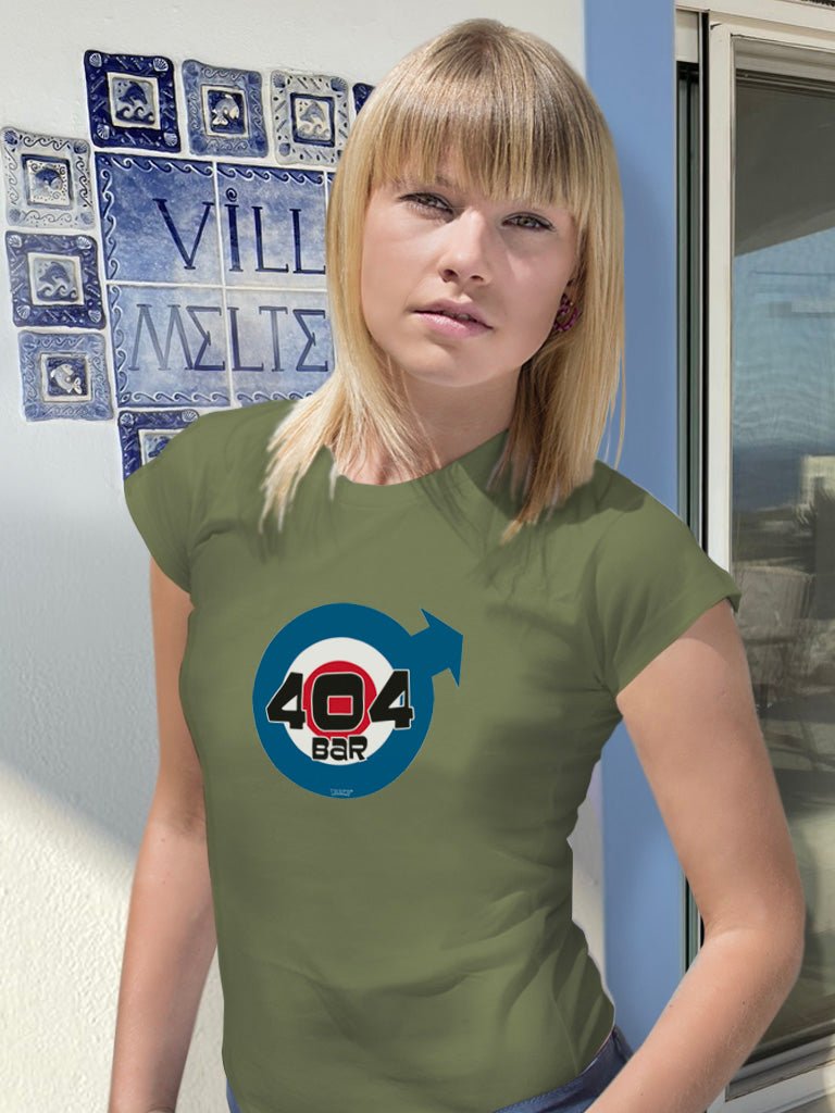 Official Ladies 404 Bar Lindos T-Shirt Classic Olive Custom Signs from Twofb.com signs for bars