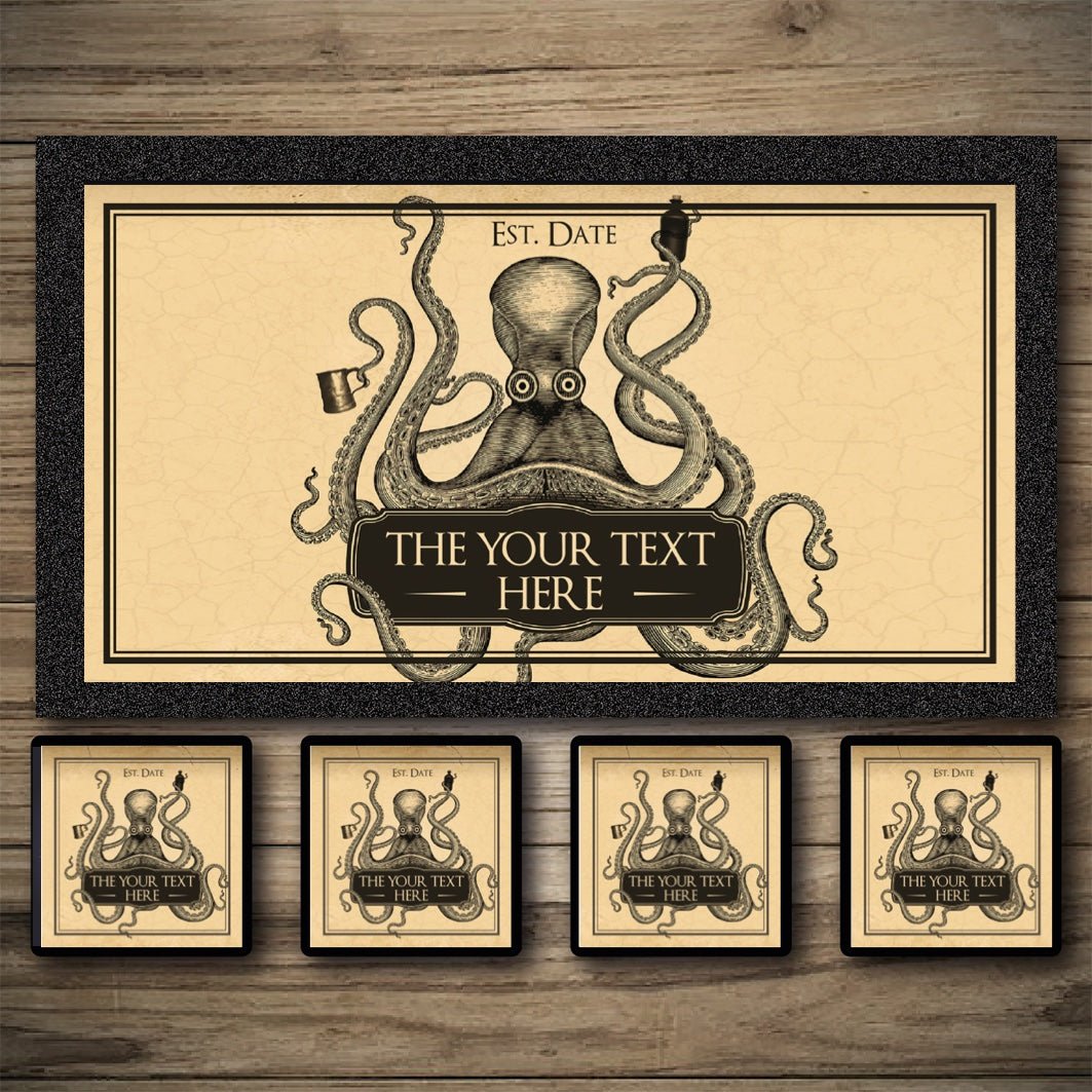Personalised Bar Mats | Drip Mats | Custom Bar Runners | Kraken