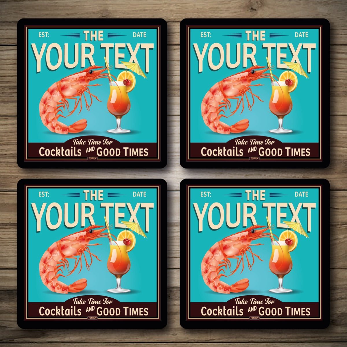 Personalised Bar Mats | Drip Mats | Custom Bar Runners | Prawn Cocktail