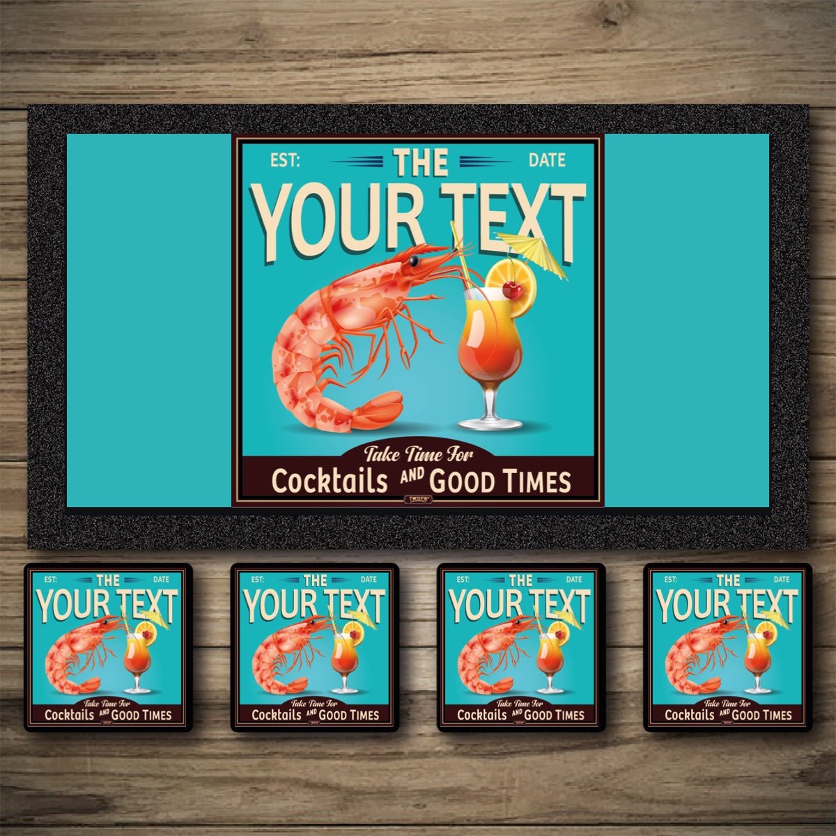 Personalised Bar Mats | Drip Mats | Custom Bar Runners | Prawn Cocktail