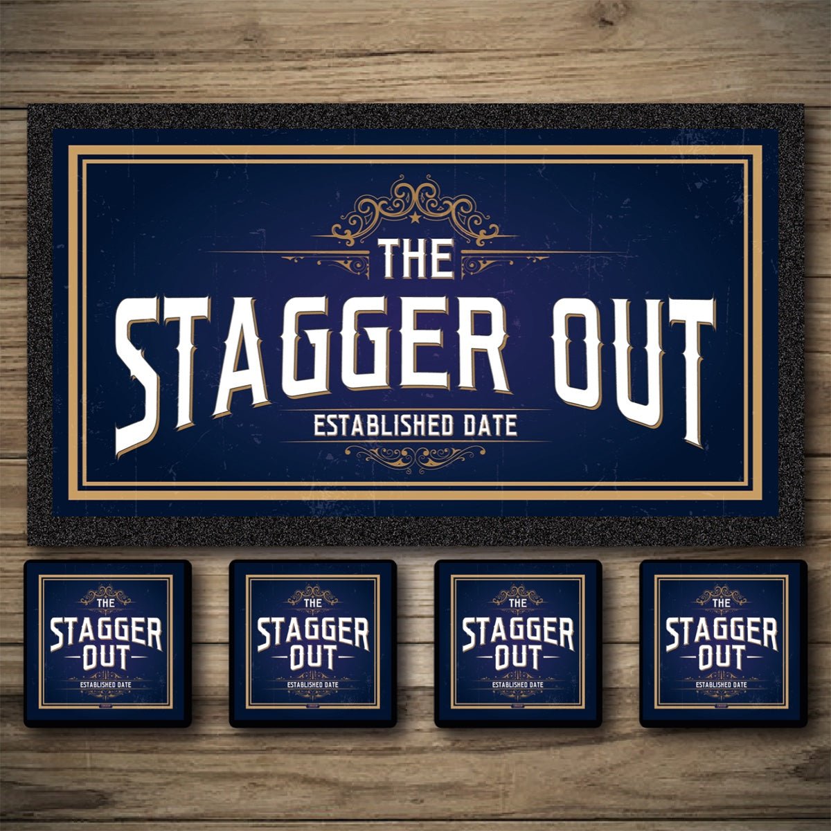 Beer Mats and Bar Runners from Two Fat Blokes. Add your bar name or pub shed name to personalise your Personalised Bar Mats, Drip Mats, Custom Bar Runners, and coasters