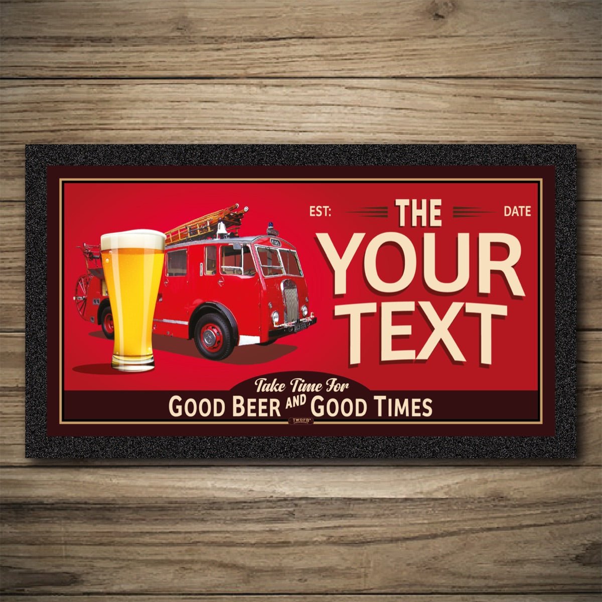 Personalised Bar Mats | Drip Mats | Custom Bar Runners | Fire Engine