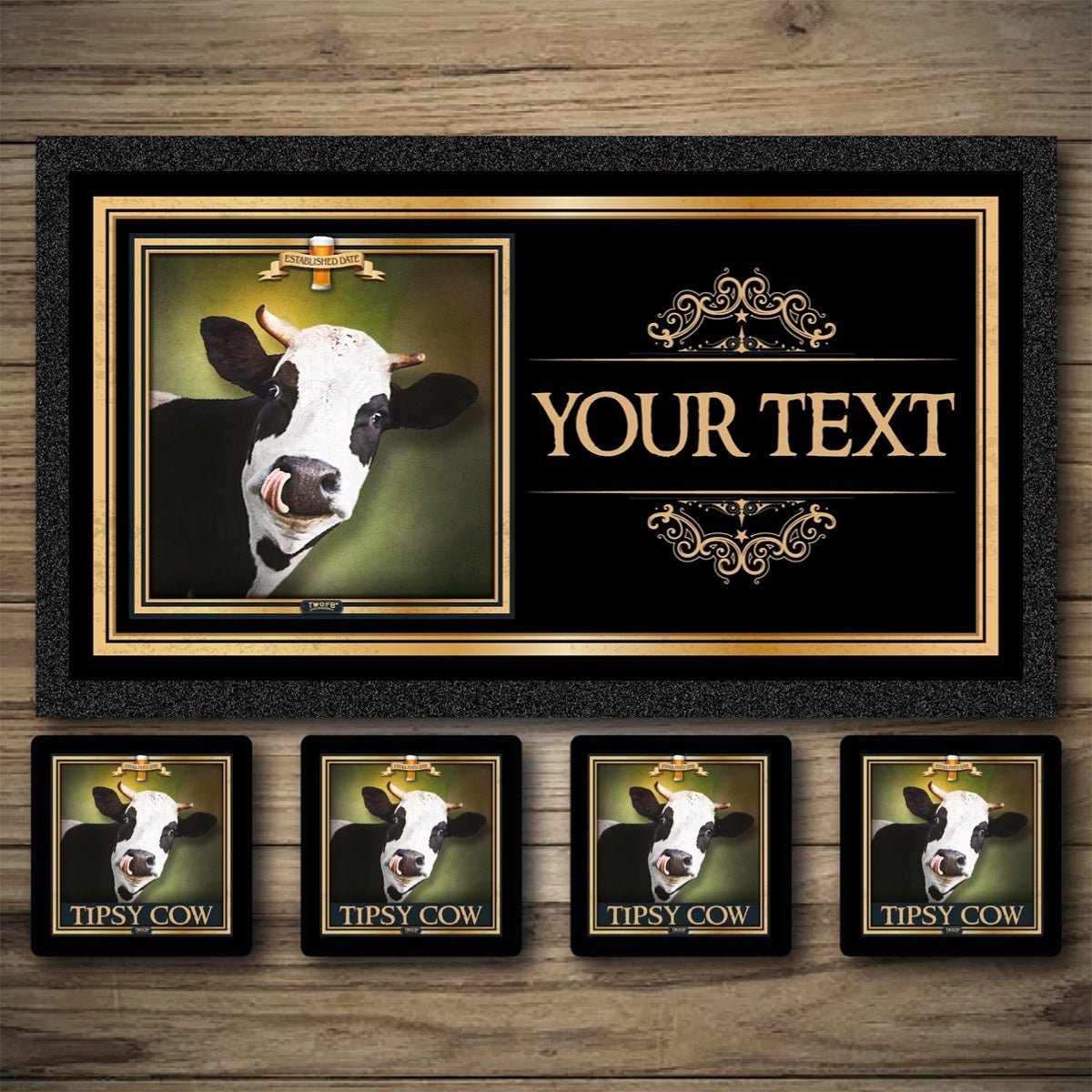 Personalised Bar Mats | Drip Mats | Custom Bar Runners | Tipsy Cow ...