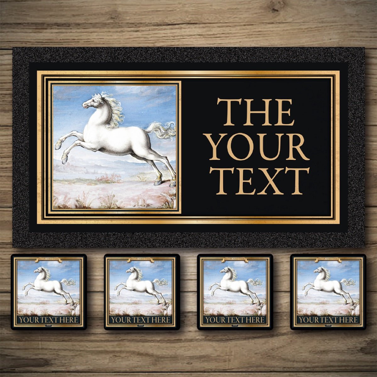 Personalised Bar Mats | Drip Mats | Custom Bar Runners | White Horse
