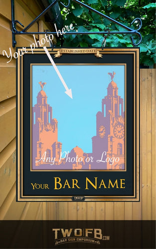 Personalised Photo Sign | Personalised Bar Sign | Gold Border pub sign