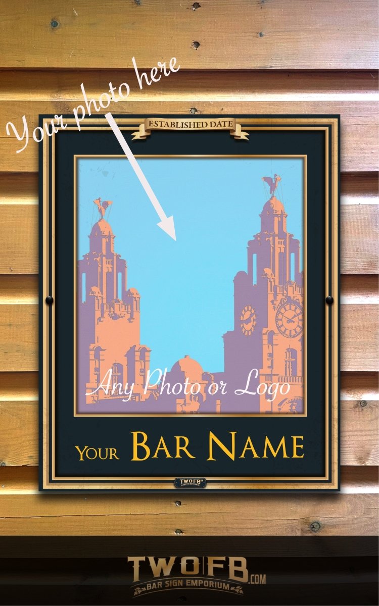 Personalised Photo Sign | Personalised Bar Sign | Gold Border pub sign