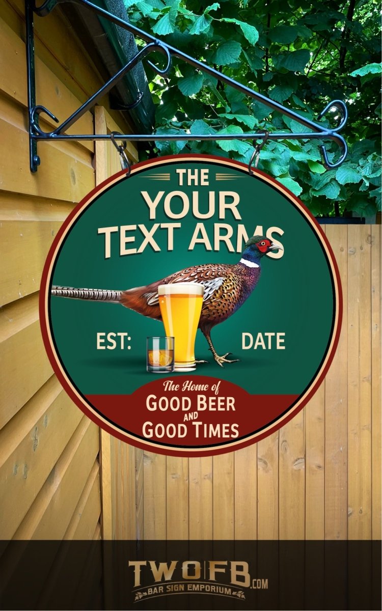 Pheasant Pluckers Arms | Personalised Bar Sign | Bar Signs – Two Fat ...