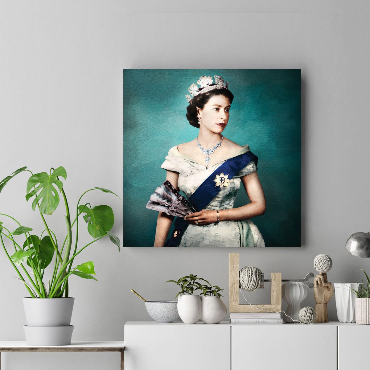 Queen Elizabeth II artwork on Canvas Custom Signs from Twofb.com signs for bars