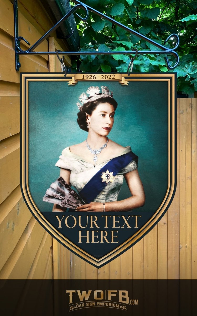 Queen Elizabeth II ( The Queens Head) Personalised Bar Sign Custom Signs from Twofb.com Hanging pub signs
