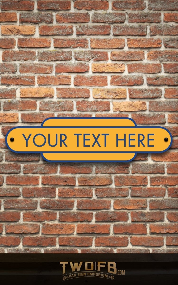 Railway Signs | Man Cave Sign | Pub Shed Sign | Blue on Yellow