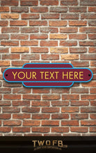 Load image into Gallery viewer, Railway Signs | Man Cave Sign | Pub Shed Sign | Yellow on Claret
