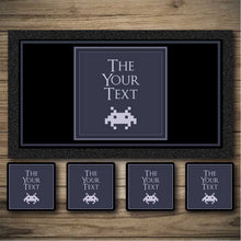 Load image into Gallery viewer, Retro Gammer bar runner, Space invader beer mats, bar coasters
