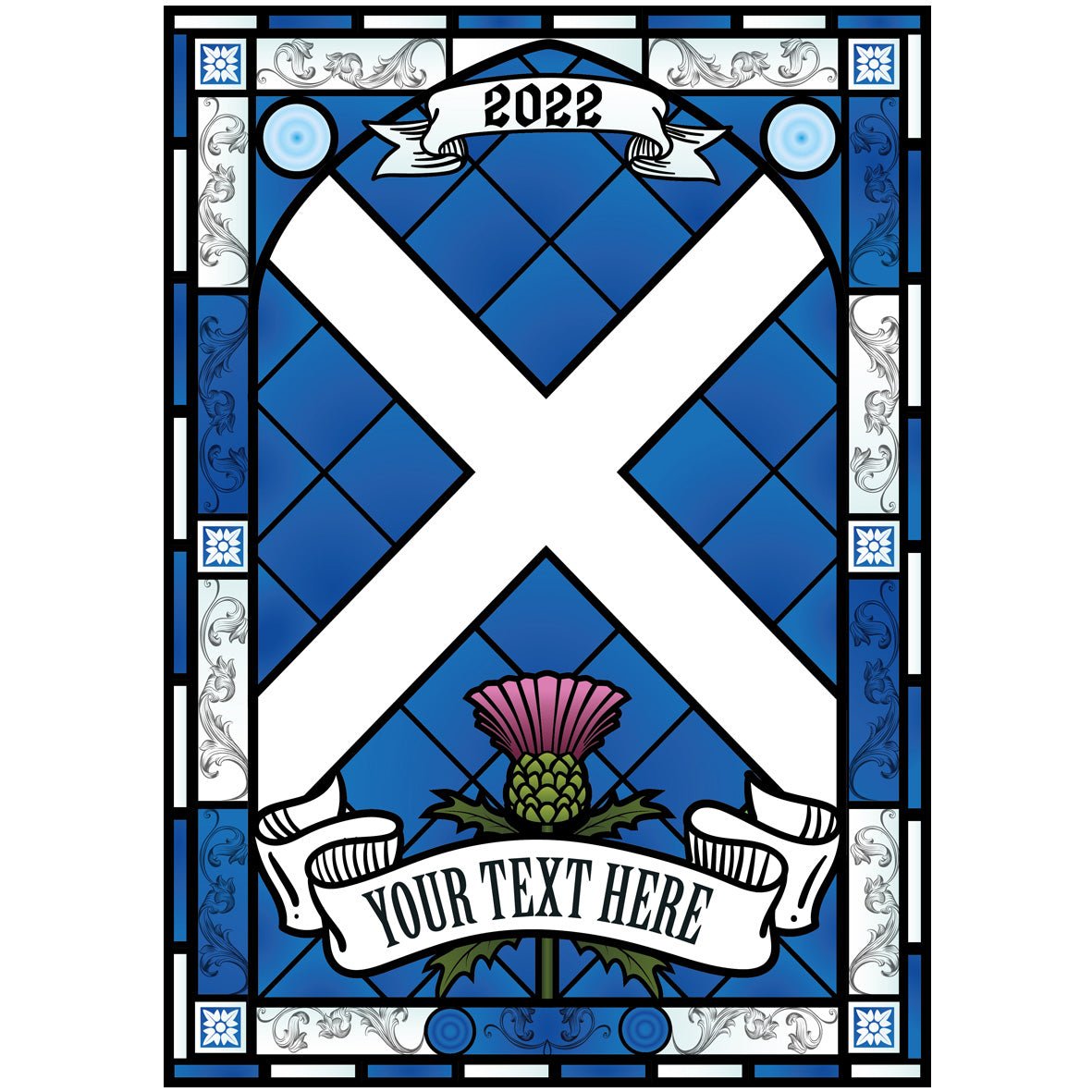 Scottish Stained Glass Coloured Window Vinyl Custom Signs from Twofb.com signs for bars