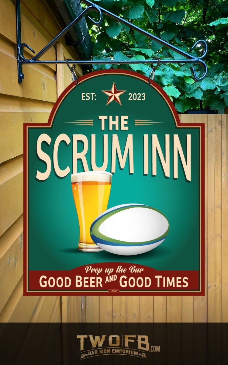 Scrum Inn | Personalised Bar Sign | Rugby Bar sign – Two Fat Blokes Ltd