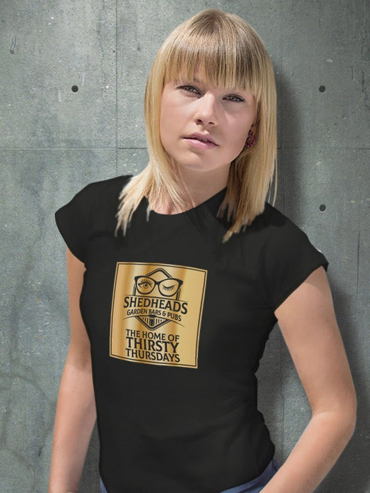 Shedheads Unisex Black T-Shirt Custom Signs from Twofb.com signs for bars