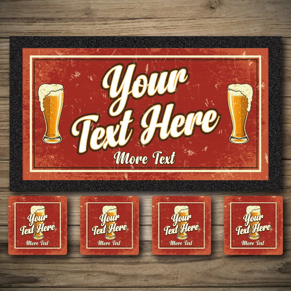 Sup it and see custom bar runners, beer nats, bar coasters, personalised bar runners.
