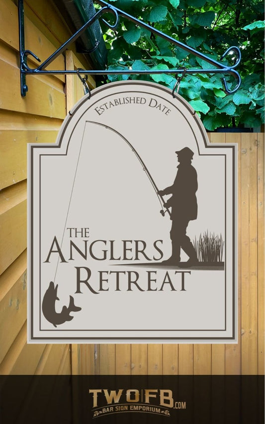 Anglers Retreat | Personalised Bar Sign | Fishing Pub Sign