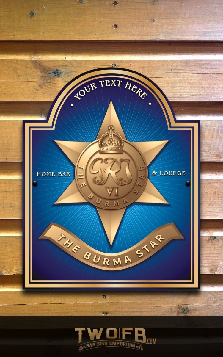 The Burma Star Personalised Bar Sign Custom Signs from Twofb.com Pub sign design