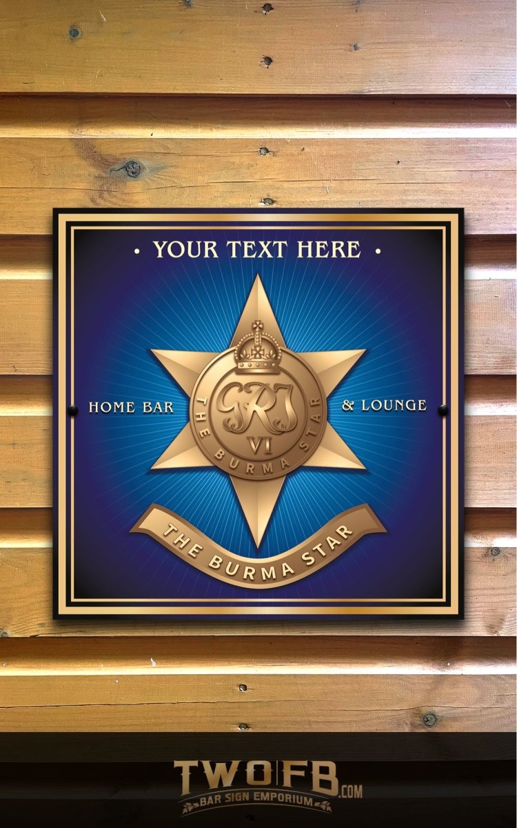 Star Bar Sign Burma Star | Personalised Bar Sign | Pub Signage – Two Fat Blokes Ltd