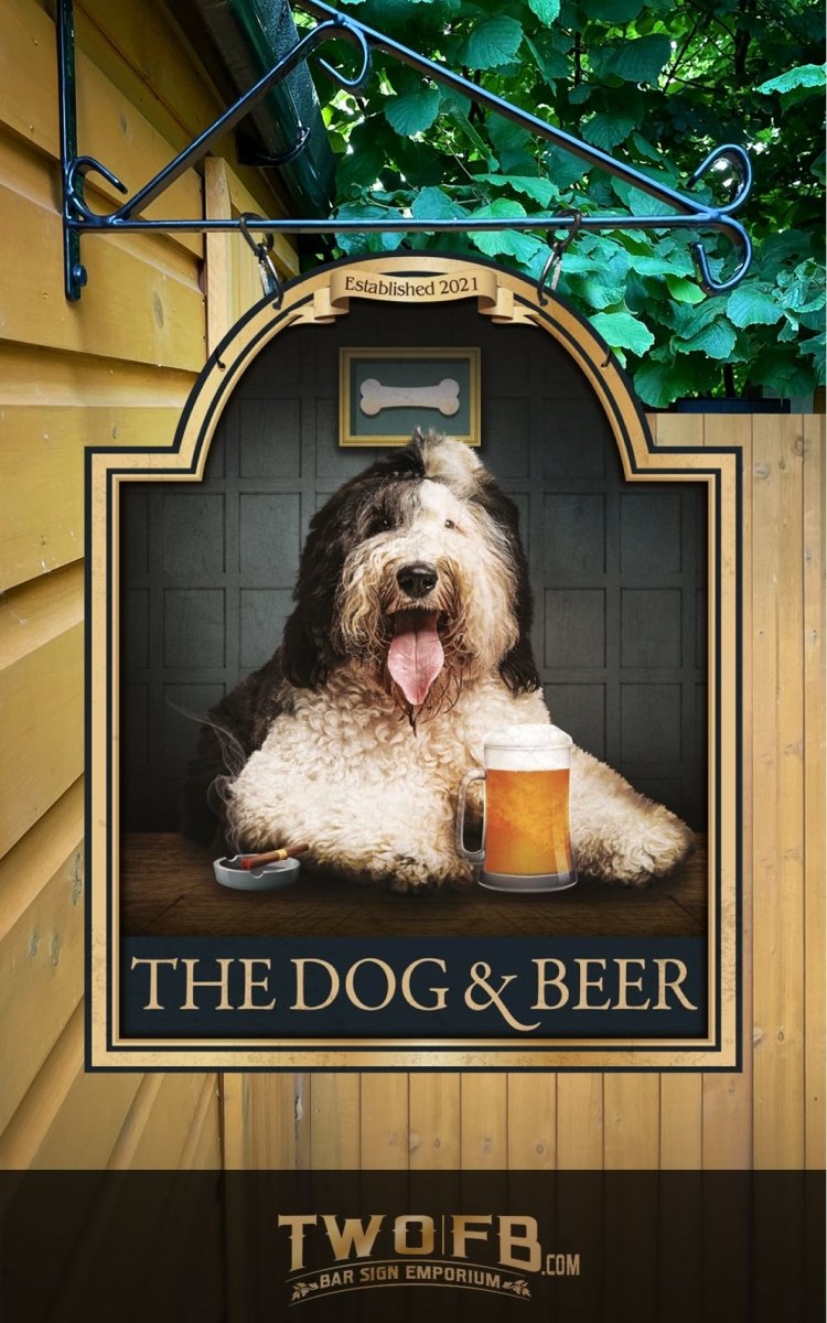 The Dog & Beer Personalised Bar Sign Custom Signs from Twofb.com Dog House Signs