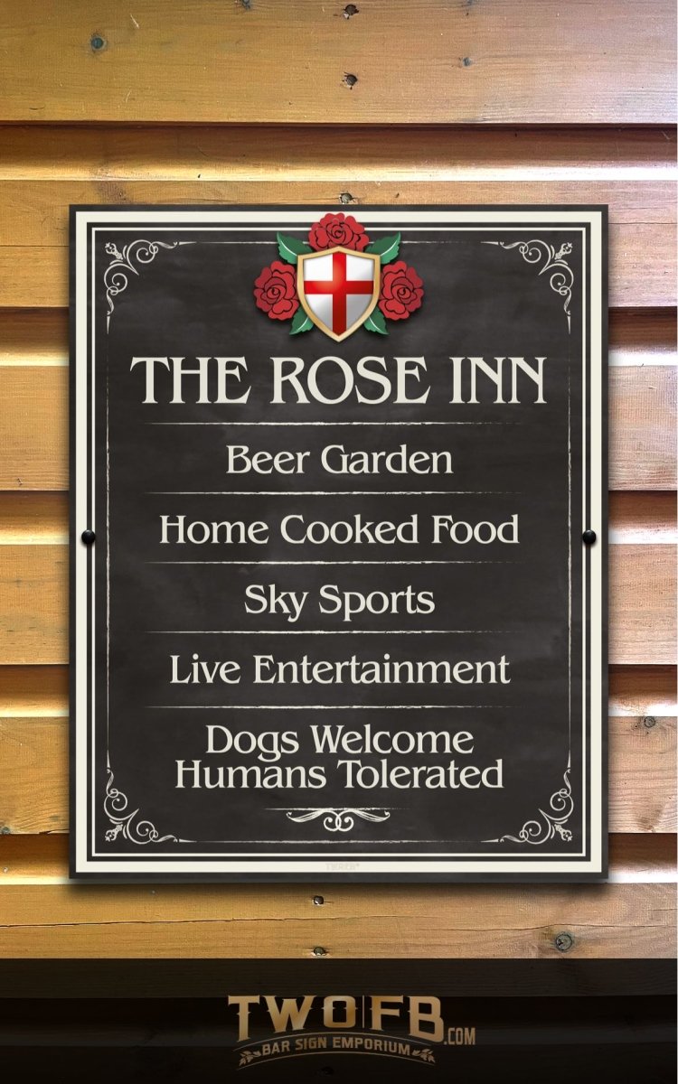 The English Rose Inn ChalkBoard Personalised Bar Sign – Two Fat Blokes Ltd