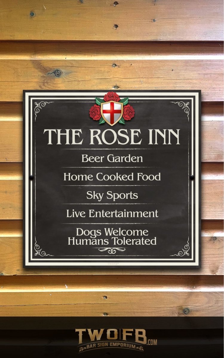The English Rose Inn ChalkBoard Personalised Bar Sign – Two Fat Blokes Ltd