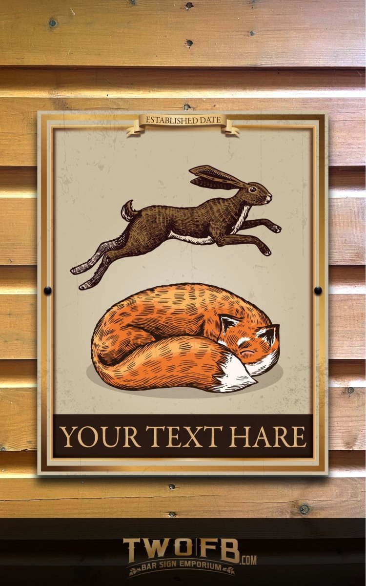 The Fox & Hare Personalised Pub-Bar-Sign Custom Signs from Twofb.com signs for bars - Pub Signage